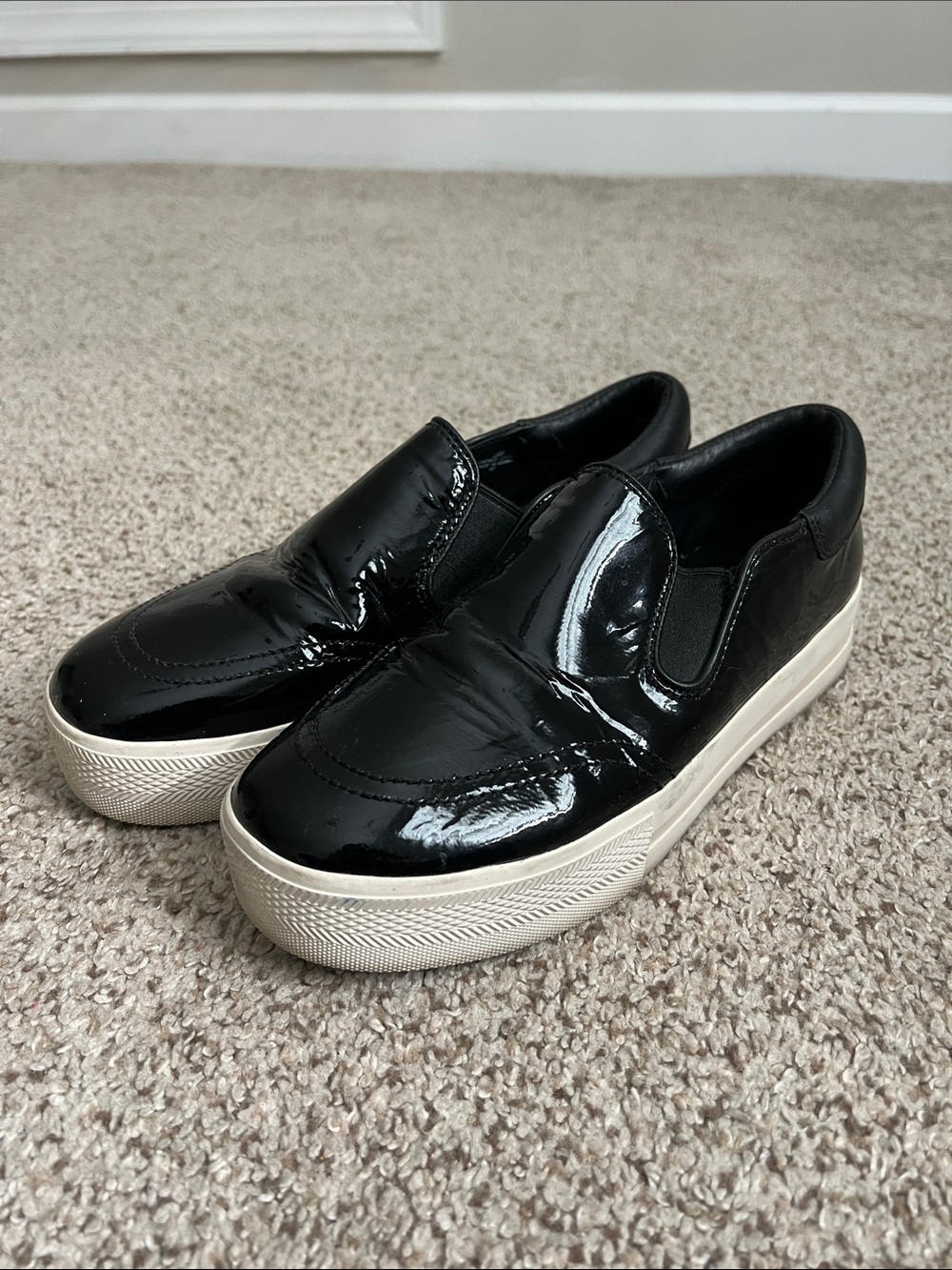 Ash Black Patent Slip-On Platform Sneakers - Women's